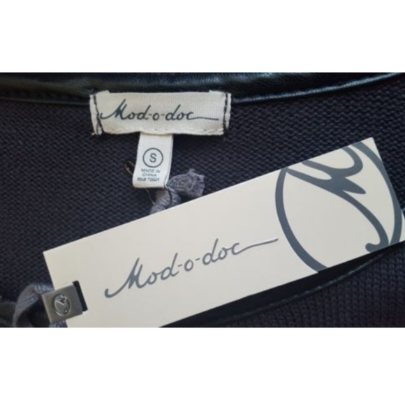 Mod-O-Doc Faux Leather Pocket Long Sleeve Sweater Dress Size S Brown New - Picture 4 of 5